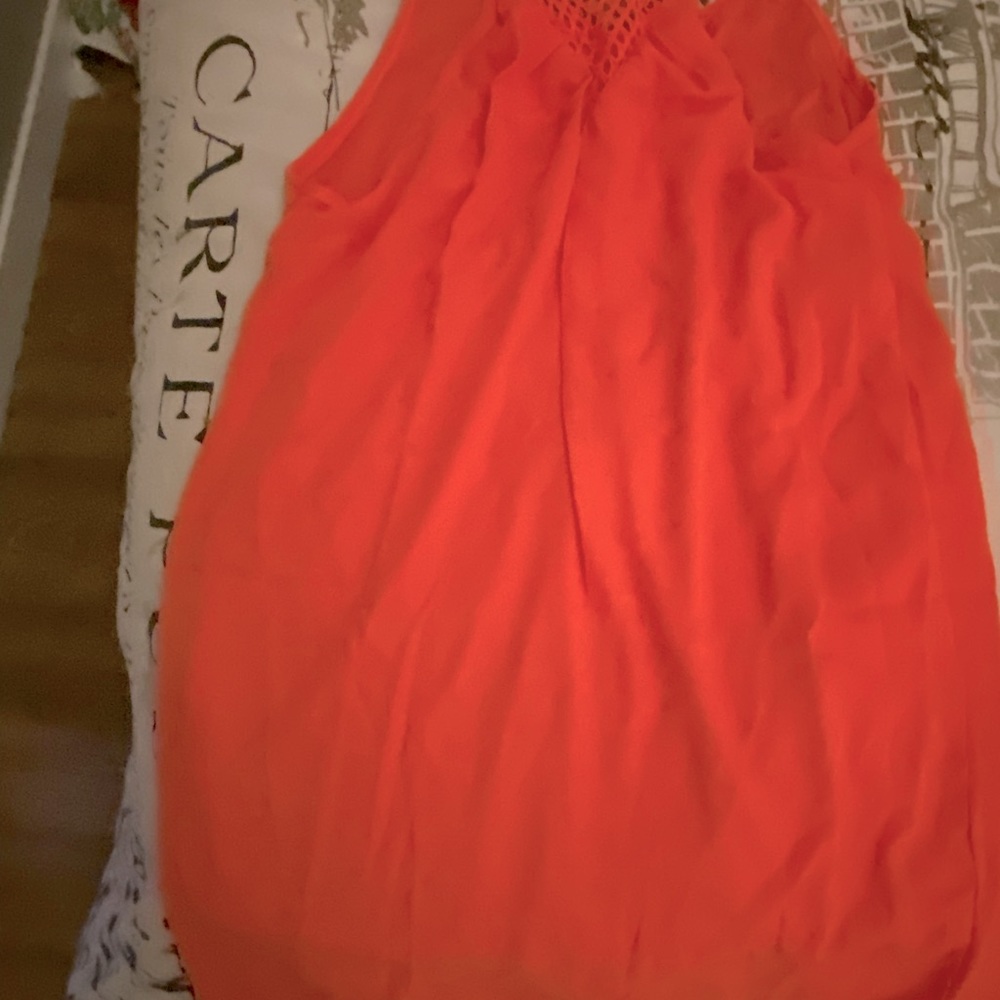 2/$15 Neon Orange Sun Dress Silk Soft Layer Mesh Beach Swimsuit Cover S/M/L New